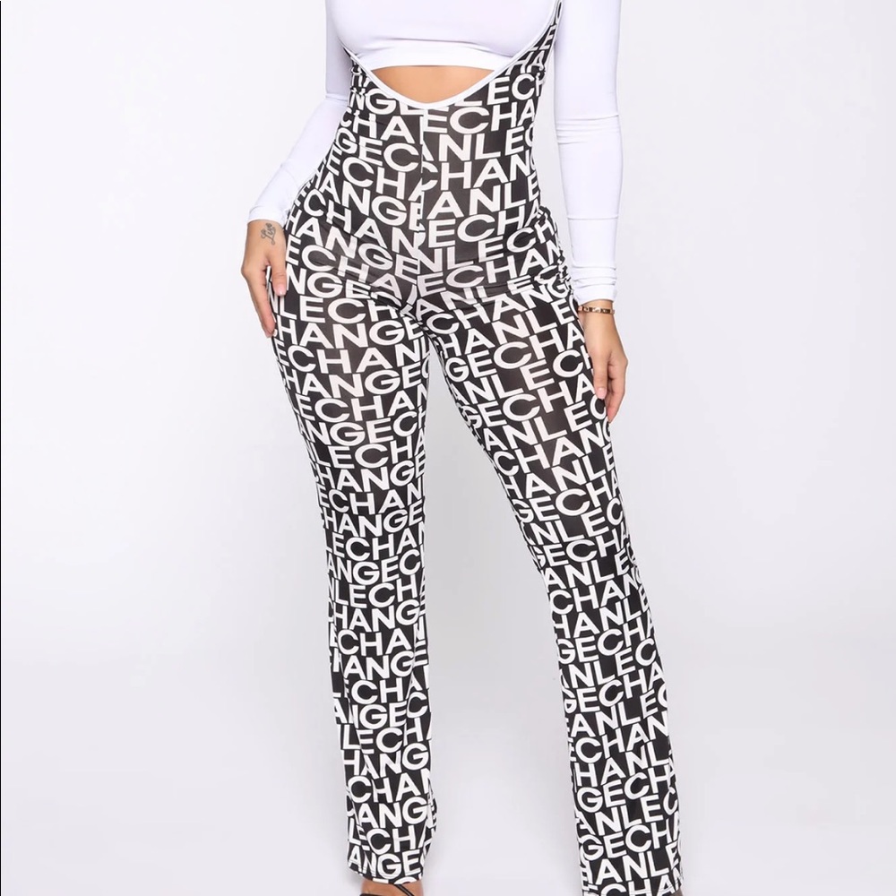 Fashionnova black and white jumpsuit
